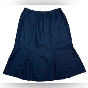 Flax Black 100% Linen Flare Skirt Sz M